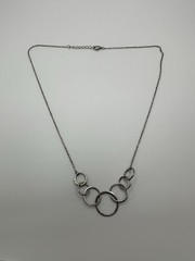 Vintage Sterling Silver Circle Link Necklace 17” JB20
