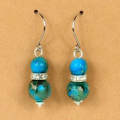 NWOTBlue Imperial Jasper Bead Earrings Handcrafted