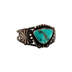 Vintage, Bracelet, Fox Turquoise, Sterling Silver, Navajo Handmade, 7 1/2″