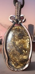 Bronzite ~ Handmade copper wire wrapped pendant 18h