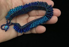 Beautiful Artist-made Woven Multicolor Blue Seed Bead Bracelet