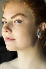 Feather Crown Earring / Big Chief Earring / 925 Silver / Single Left Side