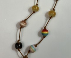 Handmade Multicolor Necklace Women 17 1/2 In with 3 In Earrings
