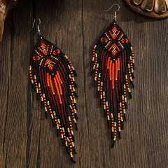 Handmade Seed Bead Fringe Earrings – Long Tassel Beaded Jewelry for Women