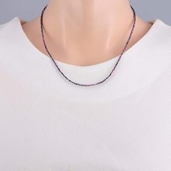 Ruby & Blue Sapphire Necklace, 2.50-3.00mm Micro faceted beads necklace, Natural