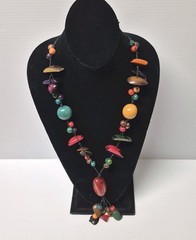 TAGUA Handmade Necklace Acai Bead Artisan Colorful Tassel Fish Hook Clasp