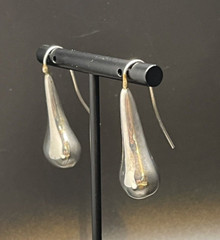 925 Sterling Silver Puffer Teardrop Alpaca Pierced Earrings