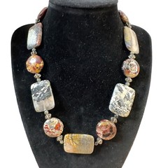 Artisan Necklace Jasper Natural Stone 18″ Hand Made by Ataggirl Creations