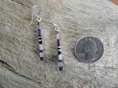 Sugilite Gemstone Opal Handcrafted Petite Bar Earrings Sterling Silver 925 W73