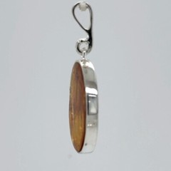 Cognac / Brown BALTIC AMBER Round Tree of Life Pendant 925 STERLING SILVER 2002e