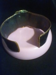 BLACK ENAMELED COPPER AND BRASS METAL BRUTALIST/MODERNEST WIDE CUFF BRACELET