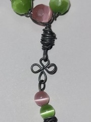 Handcrafted Pink Purple Flower Pendant Rhinestone Beaded Wire Wrap Fashion