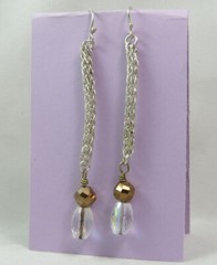 Sterling Silver Viking Knit Dangle Earrings with Crystal Beads