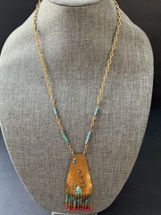Vintage Handcrafted Pendant Boho Necklace Artisan Southwestern Tribal Festival