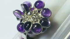 BEAUTIFUL NATURAL AMETHYSTS IN.925 STERLING SILVER BUNCHY RING IN SIZE 6.5-6.75