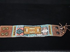 Western Leather Loom Beaded Fringe Cuff Bracelet 3D Belt Company C29