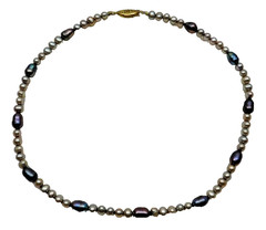 Vintage Freshwater & Cultured Pearl Necklace 16″ Length with Fish Hook Clasp