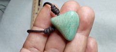 Amazonite Natural Stone Handmade Adjustable Necklace, 2 mm Waxed Cord.