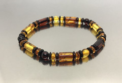 Amber Bracelet Gift Big Size Unisex Baltic Amber Beads Tablet Barrel Round 7645