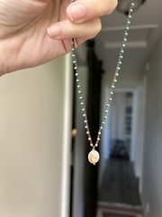 Pearl Turquoise Seed Bead Quartz 14k Gold Filled Necklace Silk Sundance Catalog