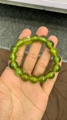 Very Beautiful Natural Serpentine Jade Bracelet Green Gemstone Beaded Bracelet