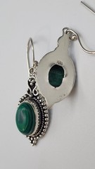 Malachite Earrings In Sterling Silver Jewelry Handmade 1.75″ Long.