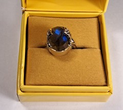 SAJEN 8.35 ct, Malagasy Labradorite Platinum over Sterling Silver Ring 7 NEW