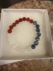 Americana Gemstone Stretch Bracelet Carnelian Sodalite Crystal Red Blue White
