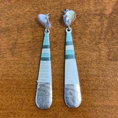 Vintage Handmade Boho Drop Earrings Butterfly Post Thread Wrapped Stripes 3”