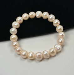 Baroque Cultured Freshwater Natural Color Pearl 10mm 7.5″ Stretch Bracelet