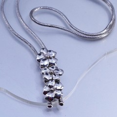 24” 3mm, vintage Sterling 925 silver wheat chain necklace flower slide pendants