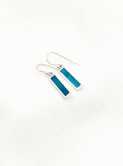 Green Eilat Stone Dangle Earrings 925 Sterling Silver Chrysocolla Vertical