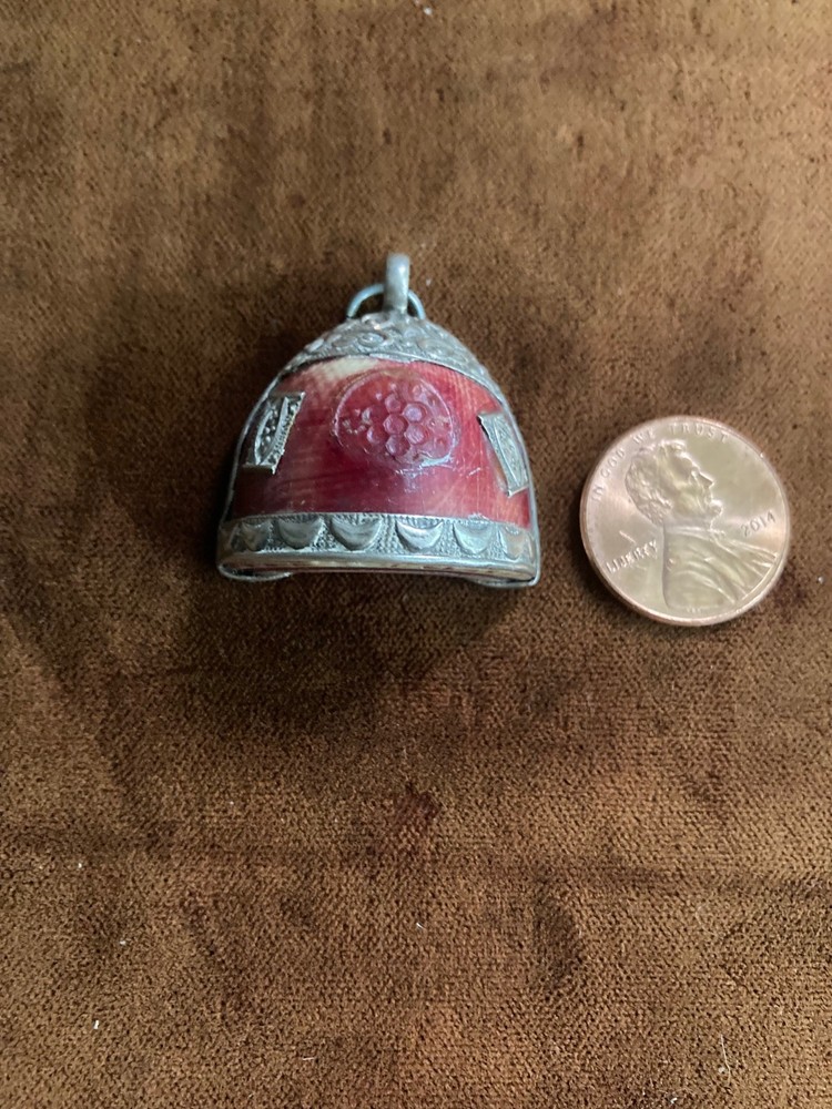 ANTIQUE HAND CARVED NEPALESE HALF STUPA, SPIRITUAL SYMBOL PENDANT