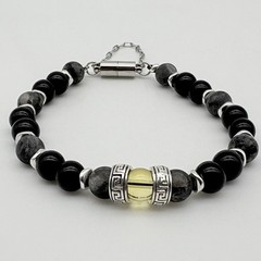 Stone Basement Artisan Citrine Onyx & Labradorite W/ Magnetic Clasp Bracelet
