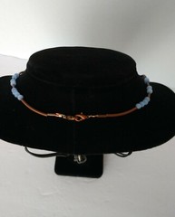 Periwinkle Blue and Brown Necklace , Agate & Shell With Copper Plated Tube Beads