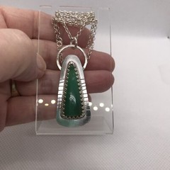 Pendant Sterling Silver & Chrysoprase W/18” Chain