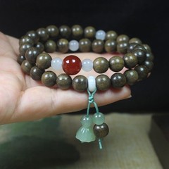 8mm Double-Layer Dark Wood Buddhist Prayer Bead Bracelet for Men