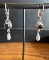 Sarda,Bali Handmade,Sterling & Quartz “Odyssey Black Knight” Earrings