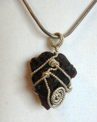Unique Spessartite Garnet Pendant Sterling Silver 925 Hand wrapped