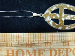 REVERSIBLE BROWN ARTISAN ORIGINAL ENAMEL FISH CROSS NECKLACE PENDANT N9