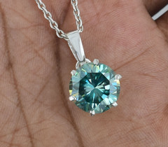 RARE 6 Ct Certified Blue Diamond Pendant Necklace-FREE Diamond studs.Free Tariff