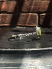 Kingman Turquoise Floral Stamped Cuff Bracelet | Sterling Silver G428