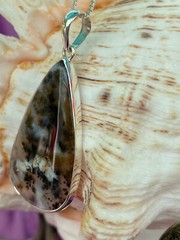 Russian Dendrite Agate & Sterling Silver Handcrafted Artisan Teardrop Pendant