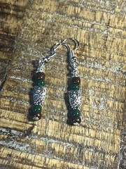 Owl tiny drop Earrings Handmade Approx. 1” sterling plated hooks wire wrapped
