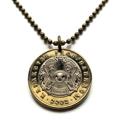 2002 Kazakhstan 100 coin pendant golden Tulpars horses shanyrak Turkistan 002904