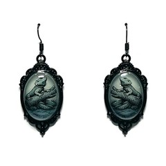 Bearded Dragon Lime Aqua Blue Purple/Violet Glow in the Dark Earrings