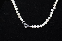Pearl 4mm x 6mm Potato Shape Natural FW Pearls White Necklace 21″ Handmade