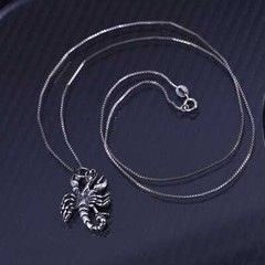 24”, sterling silver 925 box chain necklace Scorpius scorpion charm pendant