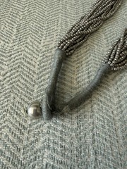 Silver Beaded Necklace 14 strand Statement Piece Tribal Shiny Layered Necklace