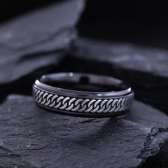 6mm Black Zirconium Band with Deep Celtic Pattern